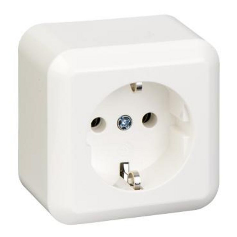 Wandcontactdoos Opbouw 1-voudig Randaarde Polarwit Contura VVE=10