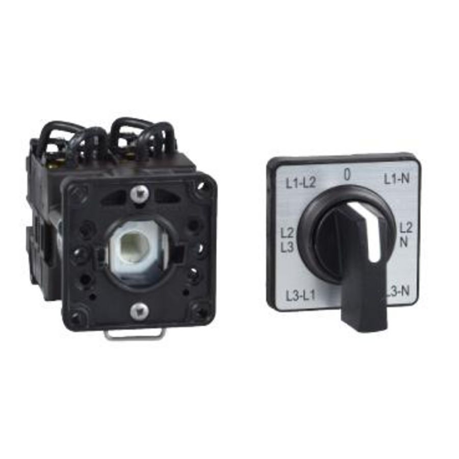 Nokschakelaar voltmeter Ø22mm 3L en 3L-N 45° 12A