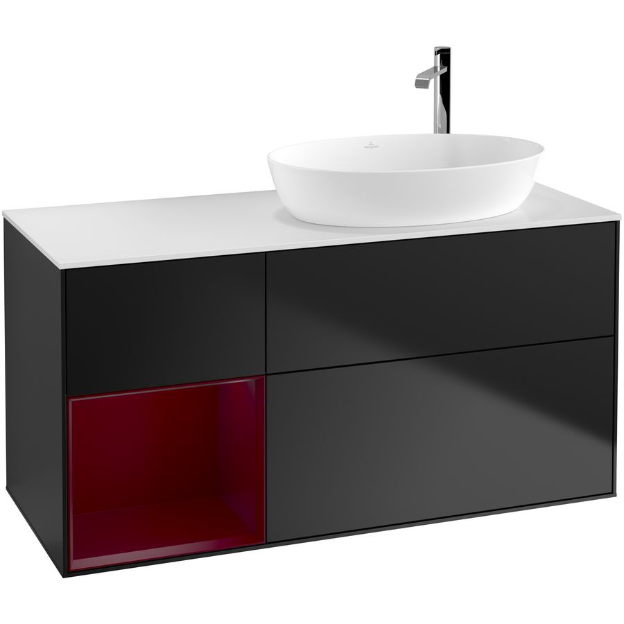 Wastafelonderkast Finion 1200x603x501mm Black Matt Lacquer F921HBPD