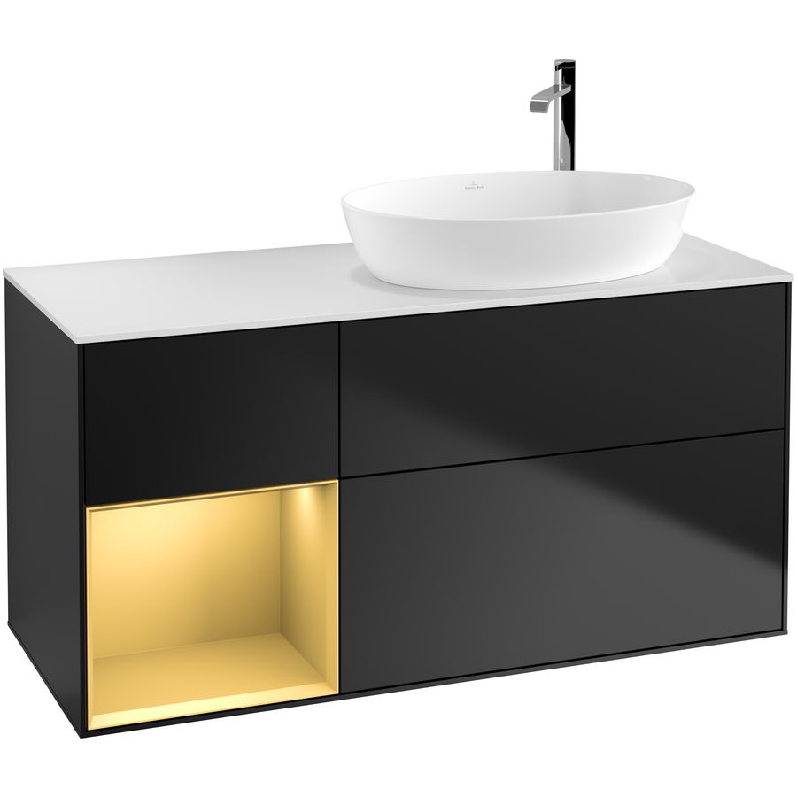 Wastafelonderkast Finion 1200x603x501mm Black Matt Lacquer F921HFPD