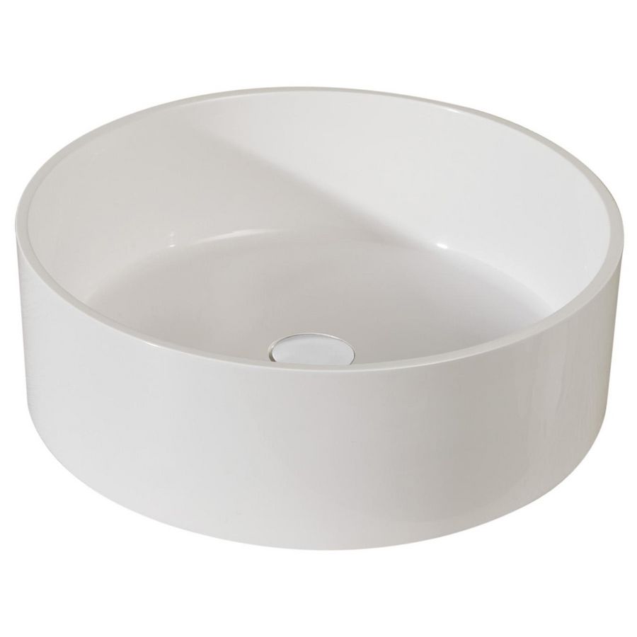 Waskom opbouw rond 37 cm kunstmarmer wit