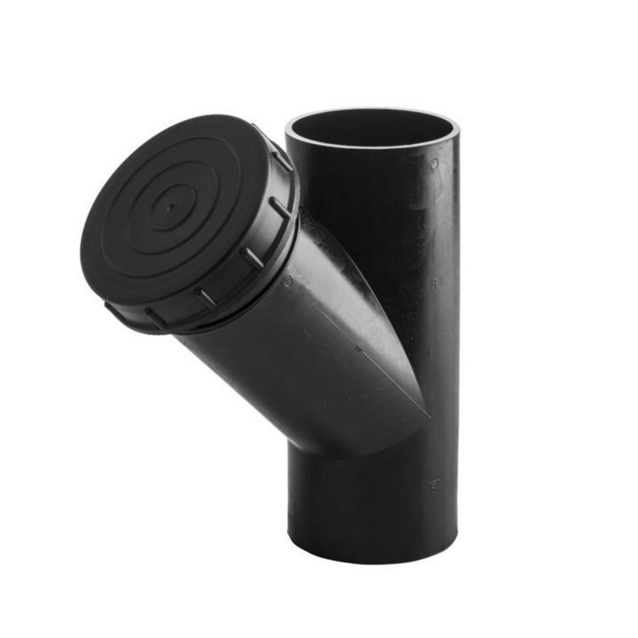 PE ontstoppingsstuk 45° 110mm PN4 zwart