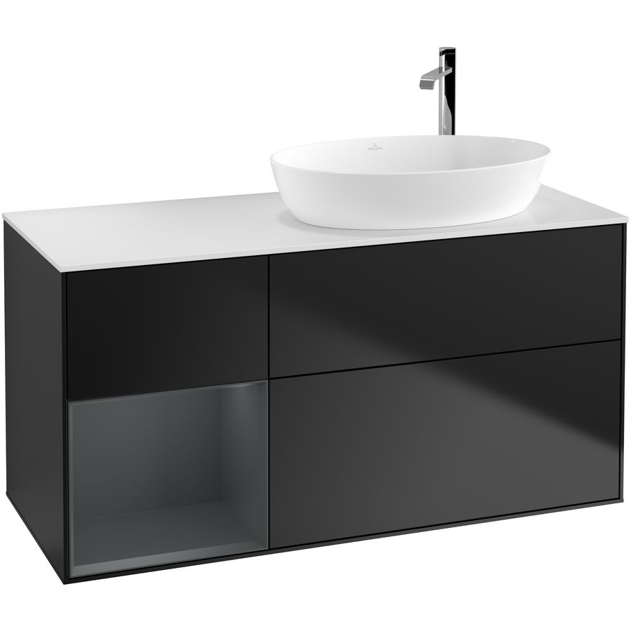 Wastafelonderkast Finion 1200x603x501mm Black Matt Lacquer F921HGPD