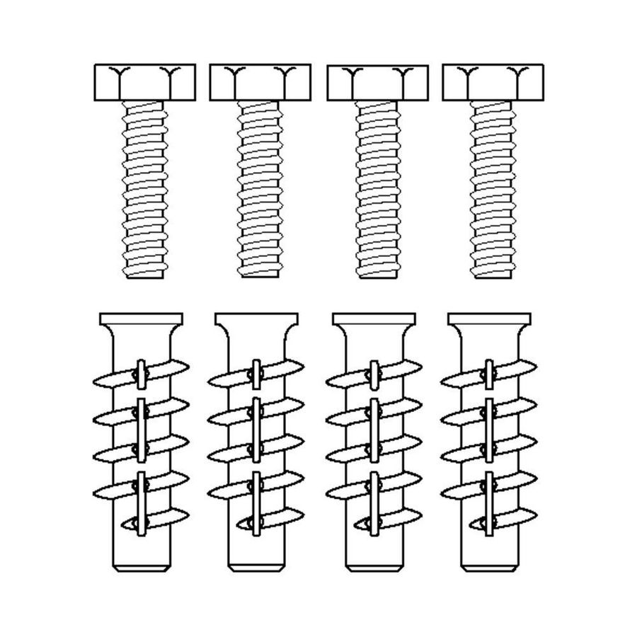 Set bevestigingsmateriaal V8653 4 bout. M8x35 pluggen FTP M8 v. cellenbeton