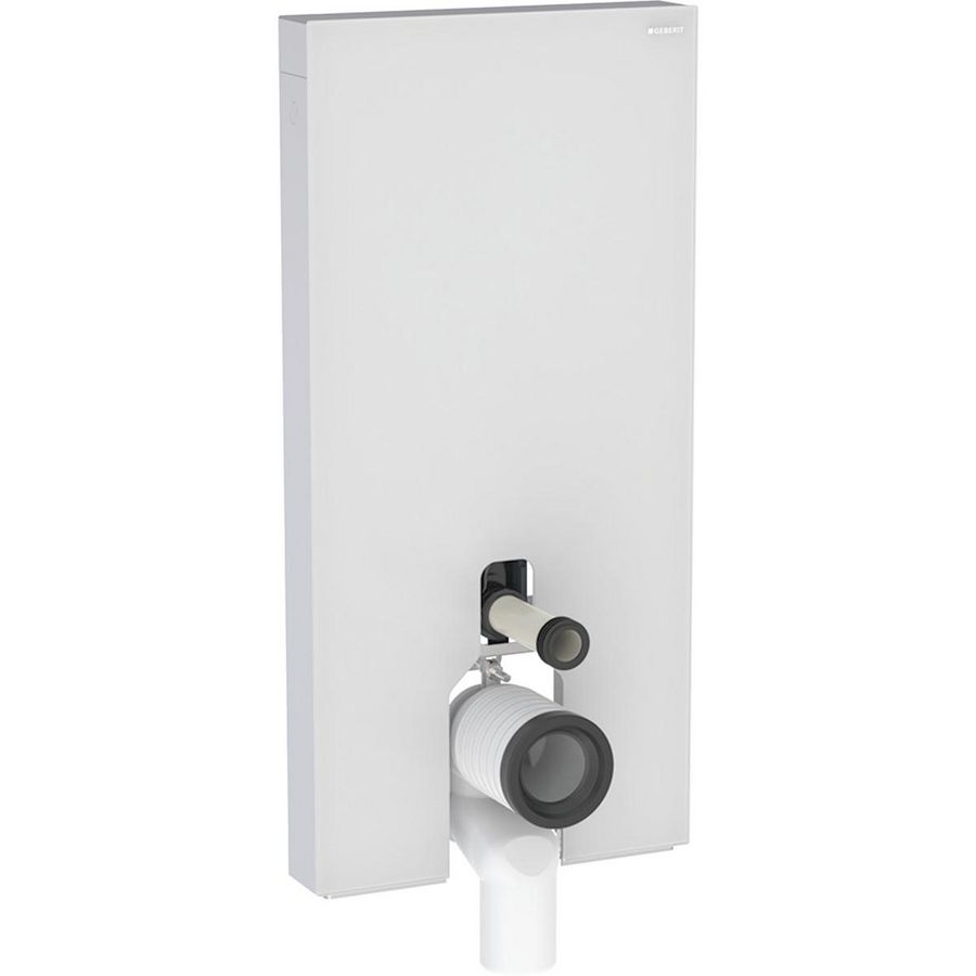Reservoir MONOLITH 101cm tbv staand closet front: wit Glas,zijkanten Zwart Geb,Alu.