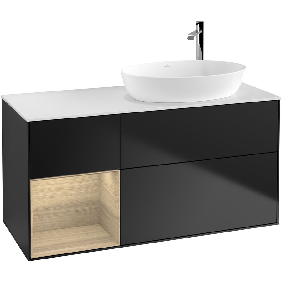Wastafelonderkast Finion 1200x603x501mm Black Matt Lacquer F921PCPD