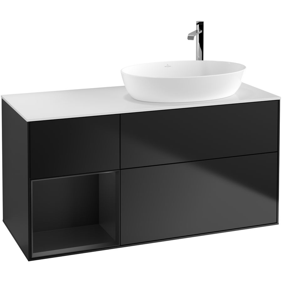 Wastafelonderkast Finion 1200x603x501mm Black Matt Lacquer F921PDPD