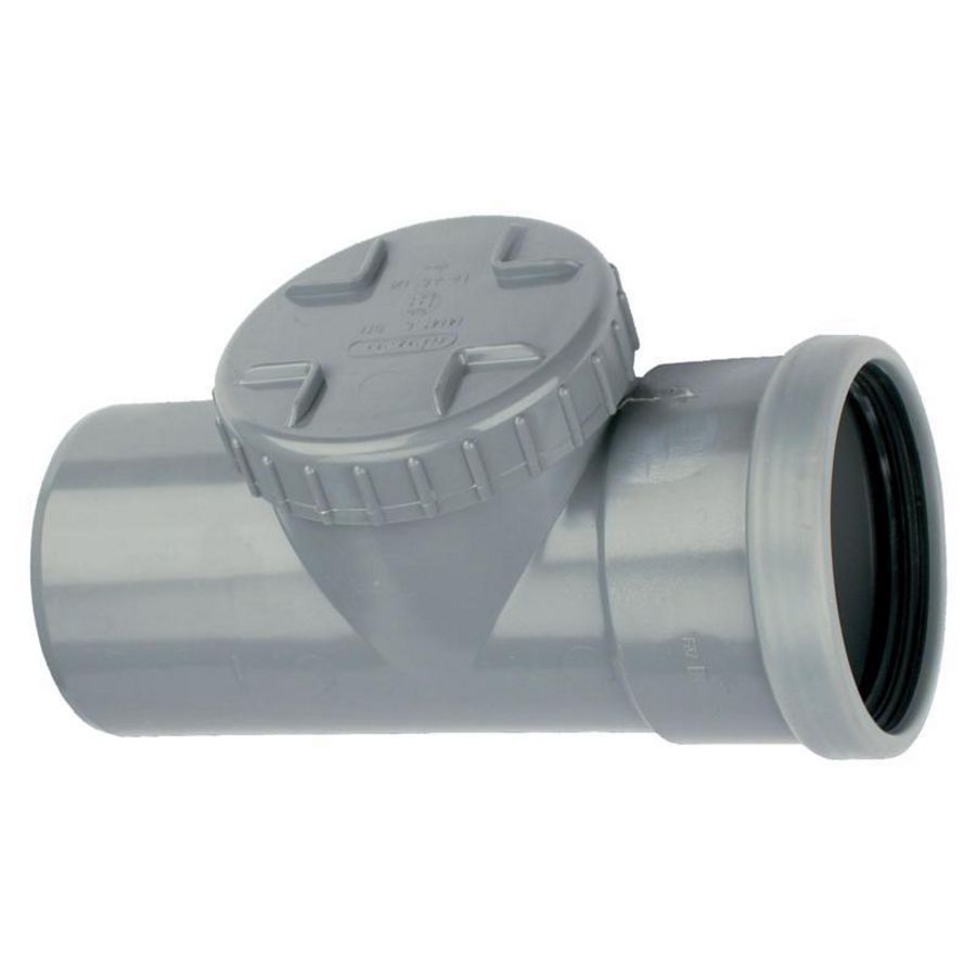 Wafix PVC manchet ontstoppingsstuk + schroefdeksel 110mm SN4 grijs mof/spie