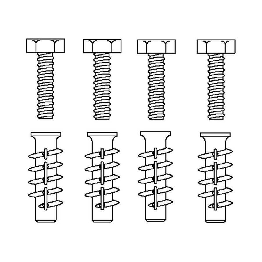 Set bevestigingsmateriaal V8665 4 bout. M5x50 pluggen FTP K 6 v. cellenbeton