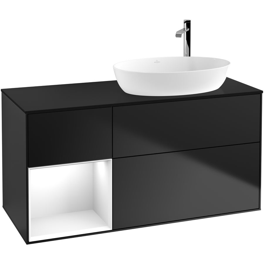 Wastafelonderkast Finion 1200x603x501mm Black Matt Lacquer F922GFPD