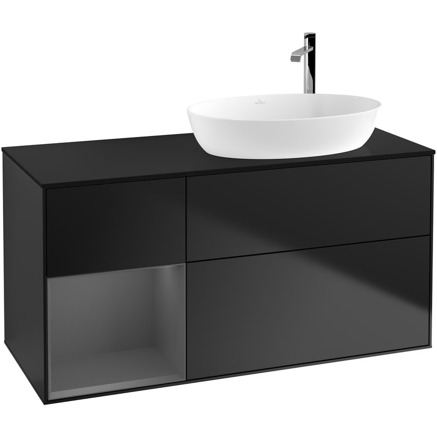Wastafelonderkast Finion 1200x603x501mm Black Matt Lacquer F922GKPD