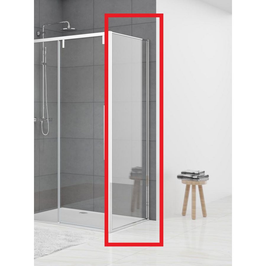 Hoekcabine vaste wand 690-705x2000mm 8mm helder glas chroom muurprofiel soft close