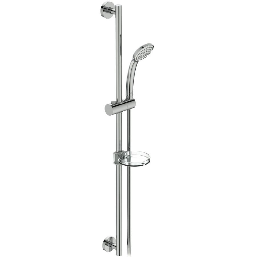 Idealrain glijstangset 900mm chroom met metafl.slang/zeepsch.