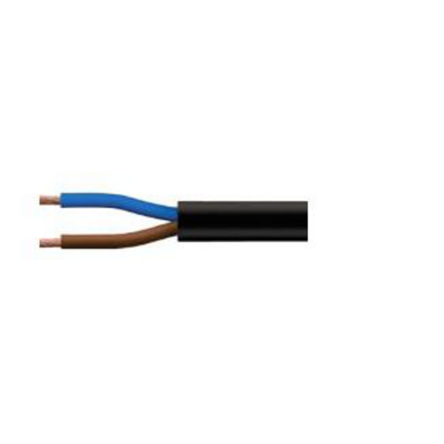 Ring a 100m. vinylsnoer H03VV-F VMvS zwart 2x0,75mm² (blauw - bruin)