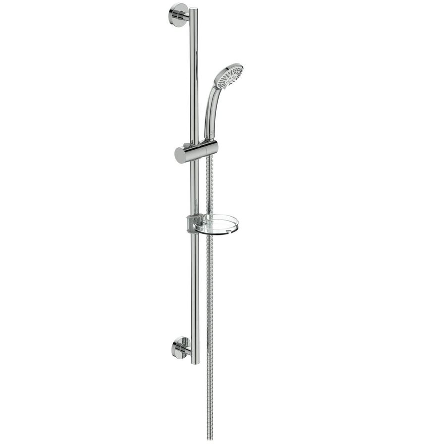 Idealrain S3 glijstangset 900mm chroom met 3 straalsoorten handdouche/slang