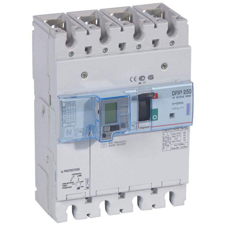 Vermogensschakelaar 250 Thermomagn. + RCD 200A 4P 50kA DPX3