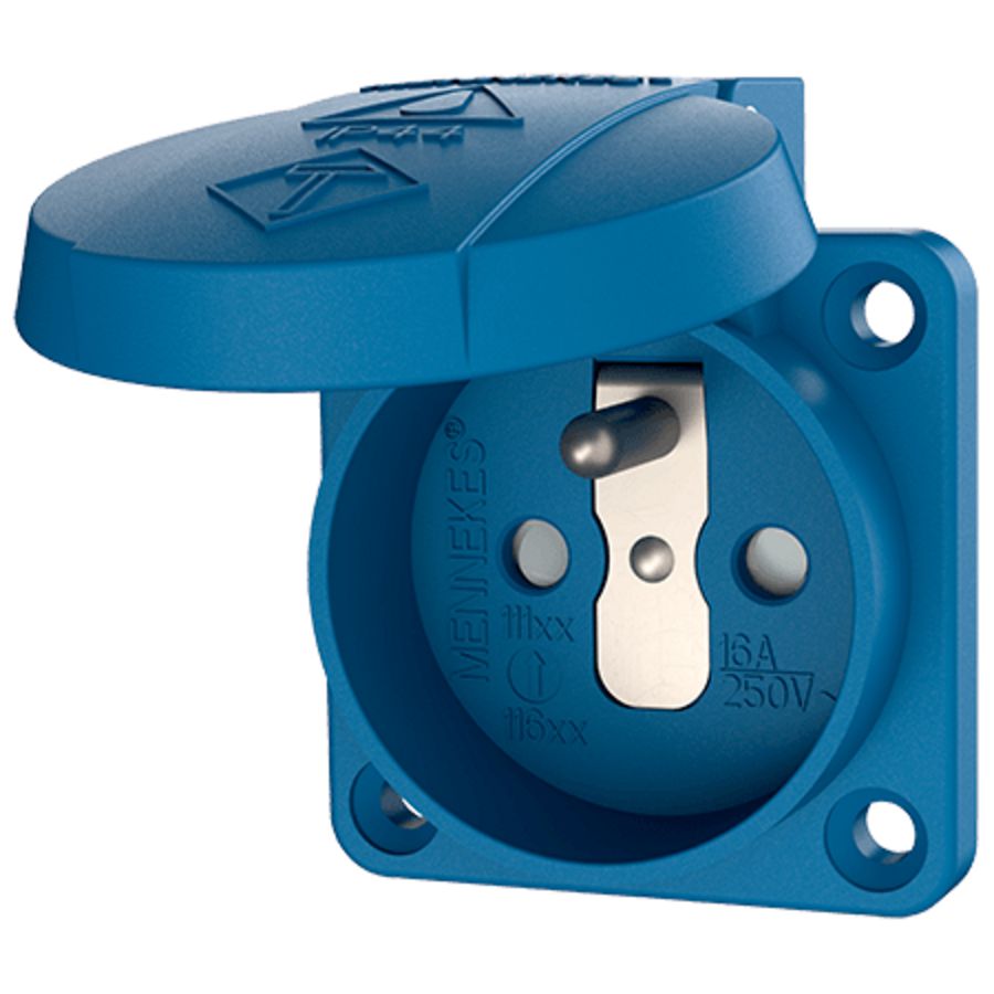 Inbouwwandcontactdoos 16A 2P+A 230V IP44 KI BE blauw