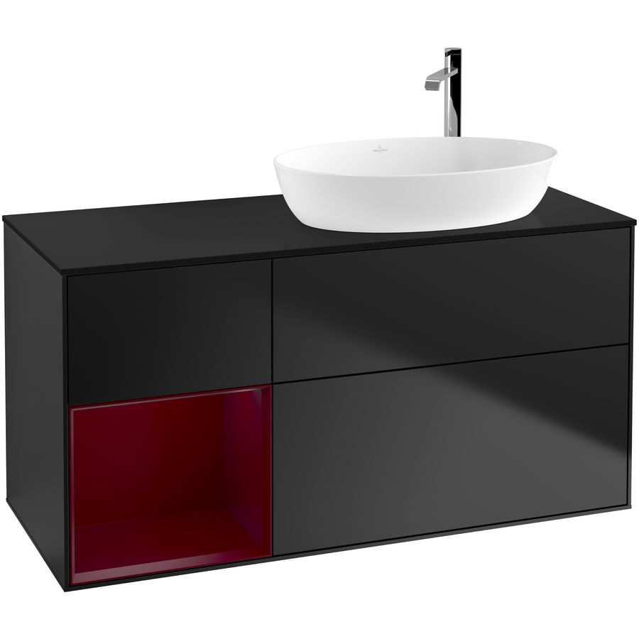 Wastafelonderkast Finion 1200x603x501mm Black Matt Lacquer F922HBPD