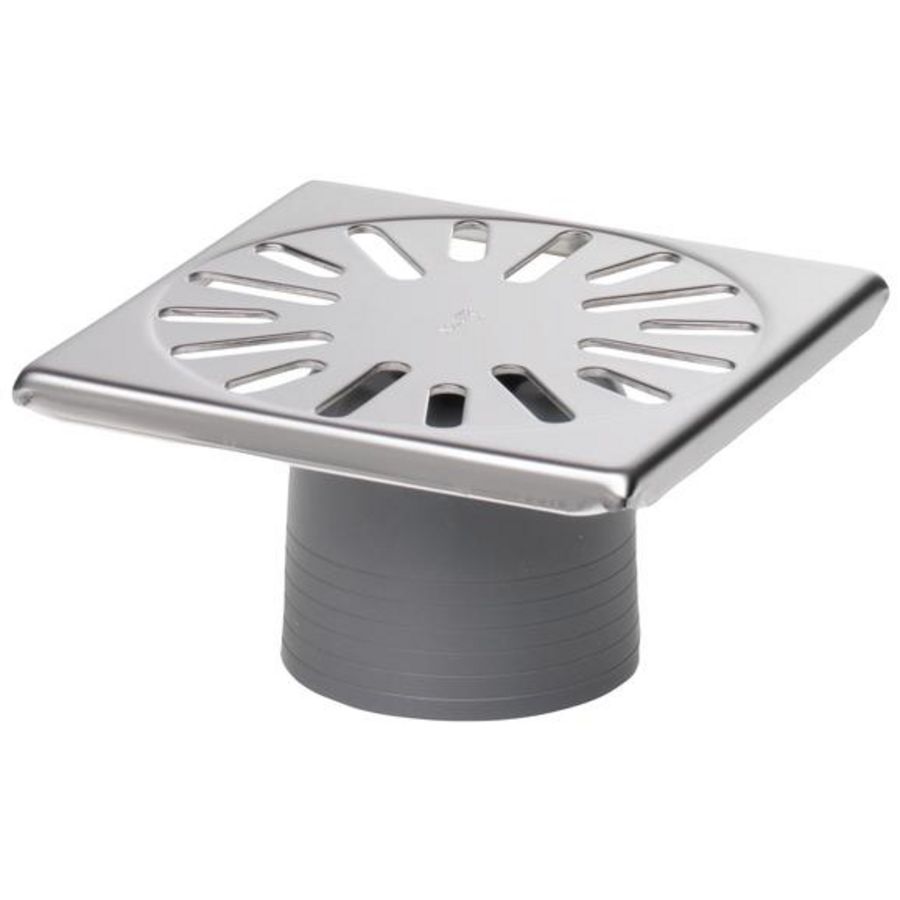 RVS rooster 140x140mm + reukafsluiter gr. 76mm
