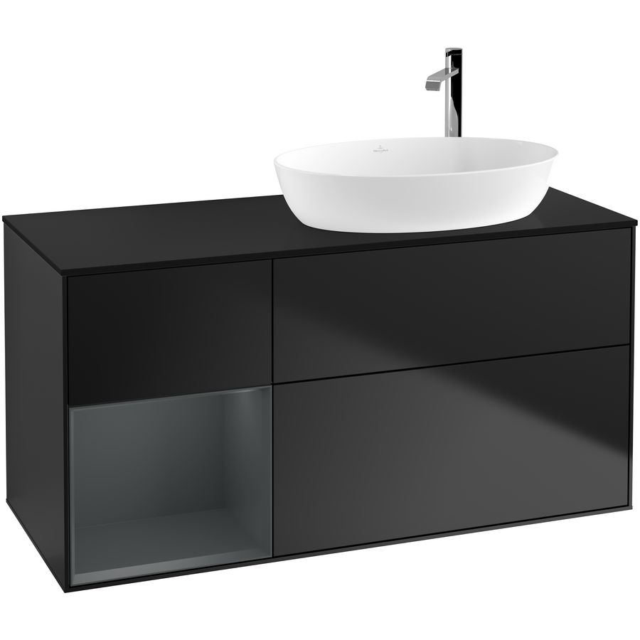 Wastafelonderkast Finion 1200x603x501mm Black Matt Lacquer F922HGPD
