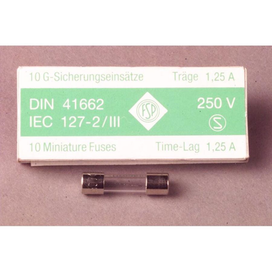 Set a 10st. Zekering 5x20t 1,25A traag 36313S