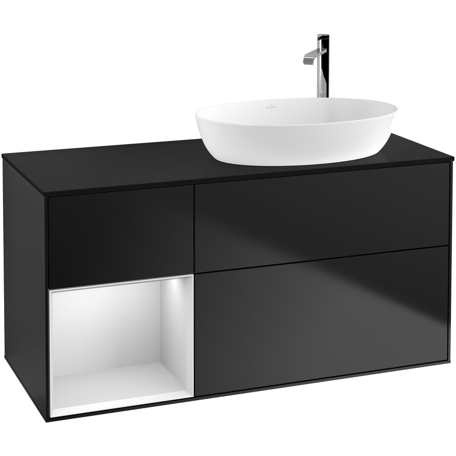 Wastafelonderkast Finion 1200x603x501mm Black Matt Lacquer F922MTPD