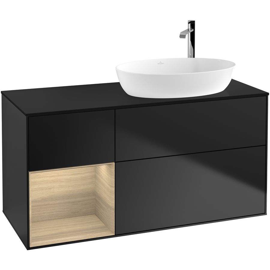 Wastafelonderkast Finion 1200x603x501mm Black Matt Lacquer F922PCPD
