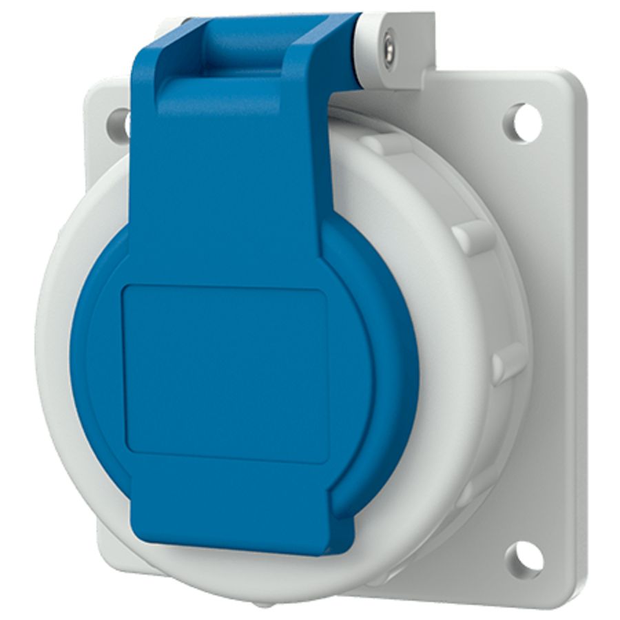Inbouwwandcontactdoos 16A 2P+A 230V IP68 SCHUKO blauw