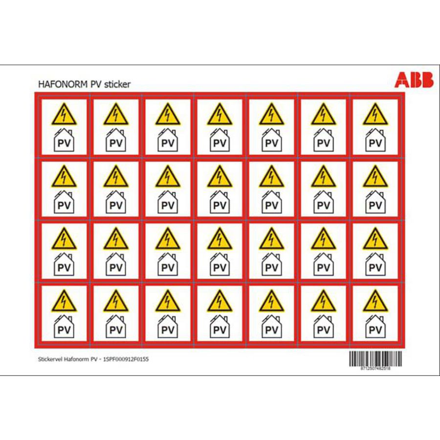 Stickervel Hafonorm zonnepanelen (PV) A4 met 28 stickers