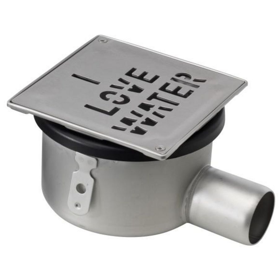 RVS304 vloerput v tegelvloer 145x145mm 50mm verstel rst NY