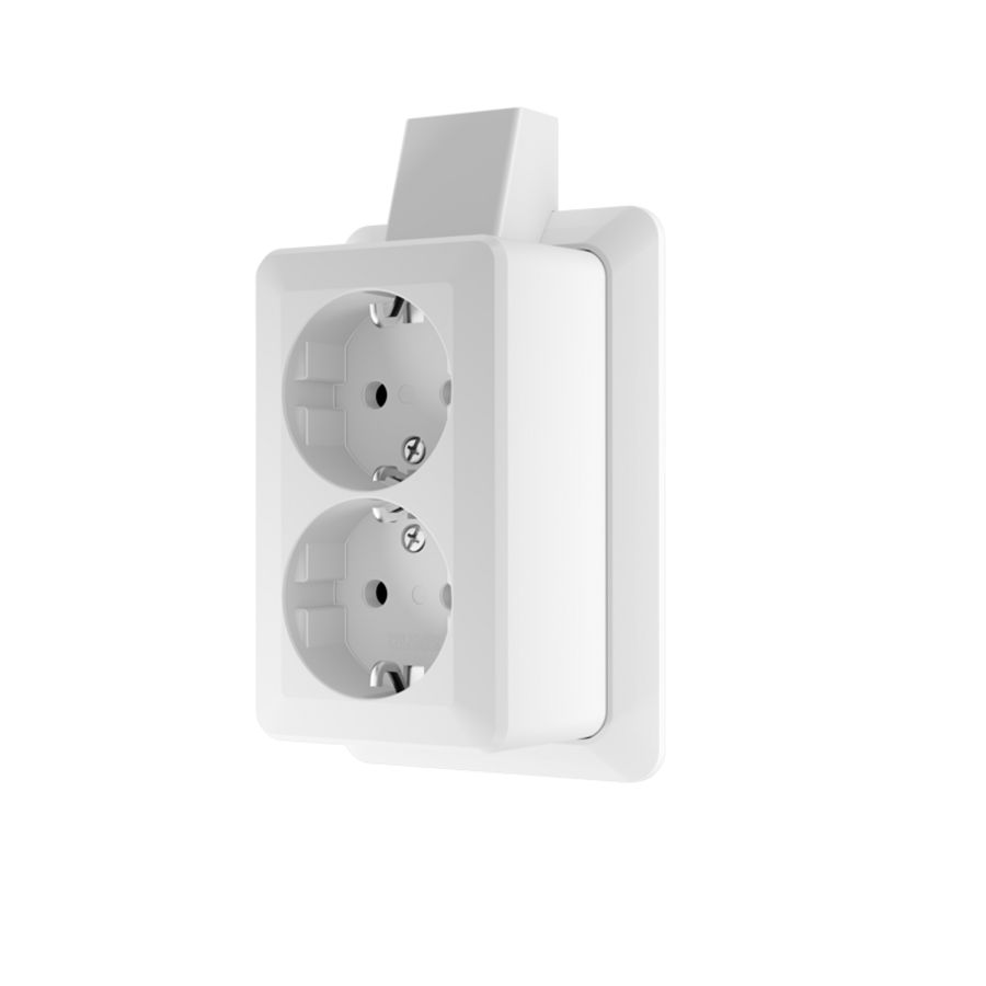 AP600 wandcontactdoos 2v RA insteekklemmen + montageplaat S+ alpine wit VVE=10