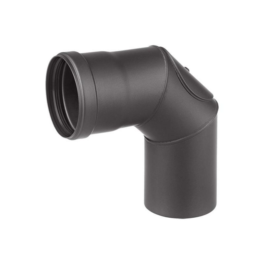 PK Ø80mm Bocht 90°+deur zwart