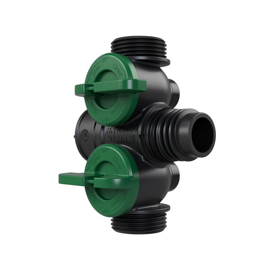 Kunststof leidingverdeler PRO-FLOW koppelbaar 1x PO euroconus - draaiknoppen groen