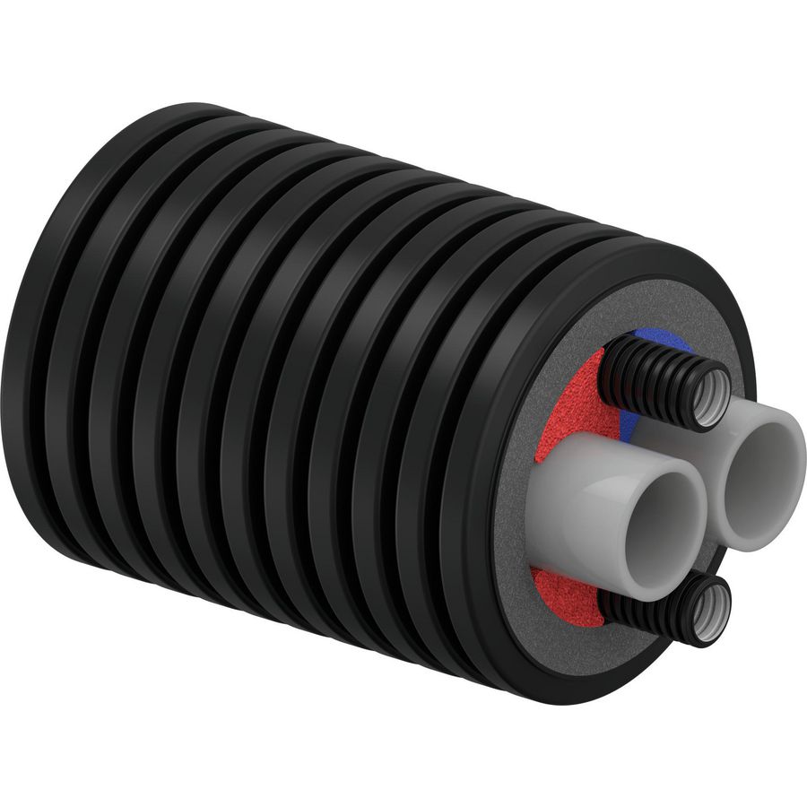 Rol a 200mtr. voorgeisoleerde buis ECOFLEX THERMO TWIN HP 2x(63x5,8mm) +2x(32x3,5mm)