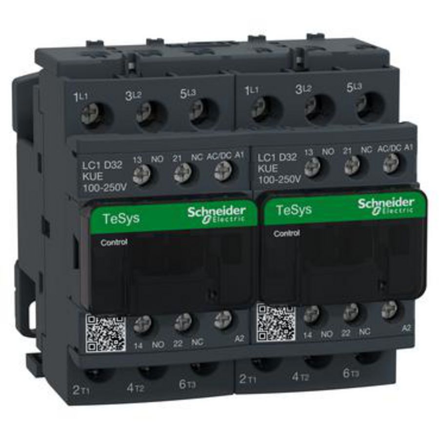 Omkeercontactor 3P 32A AC-3 <440V 100-250V A Green