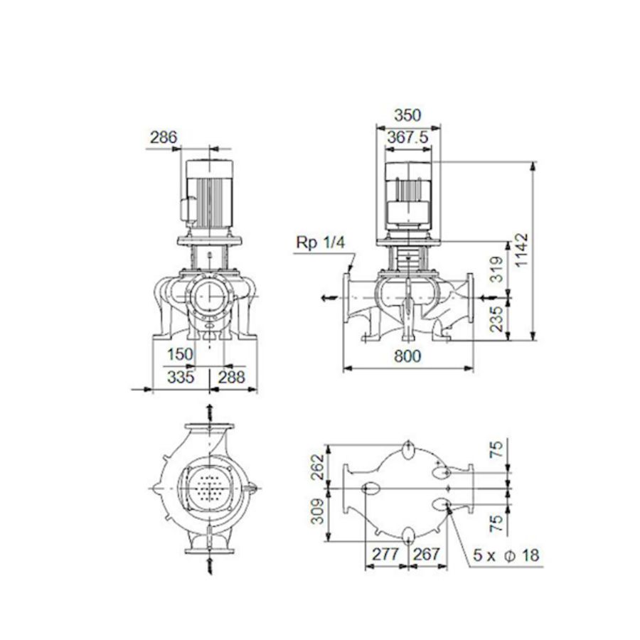 Inlinepomp droog TP 150-280/4 A-F-A-BQQE 22 kW 3x400V