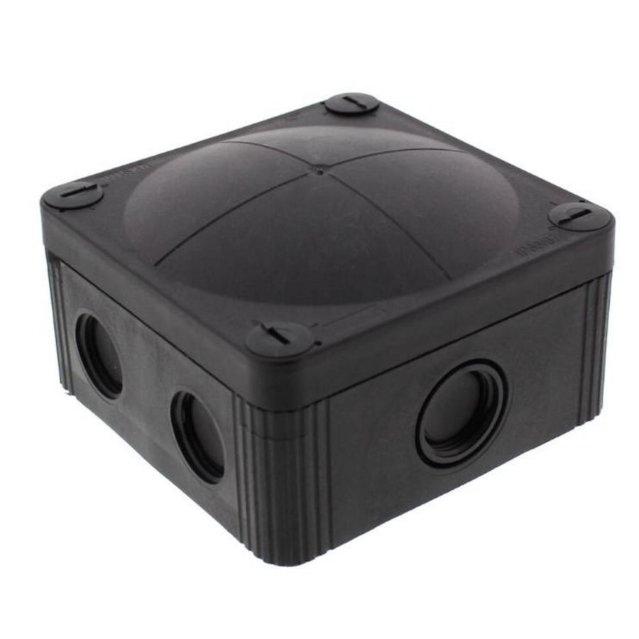 Kunststof kabeldoos 95x95mm zwart, met 3 x wartel ESKV 20 plus (407/3ZWART)