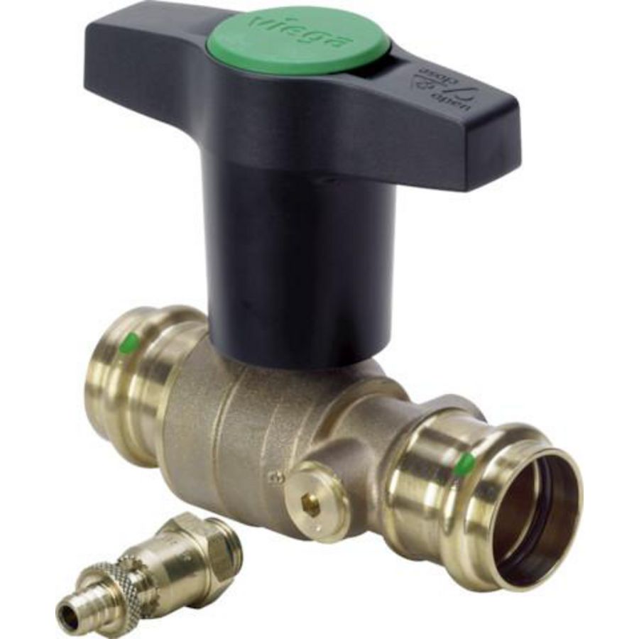 Kogelkraan EASYTOP brons 54mm persaansluiting m.aftap 1/4" kiwa 2275.3