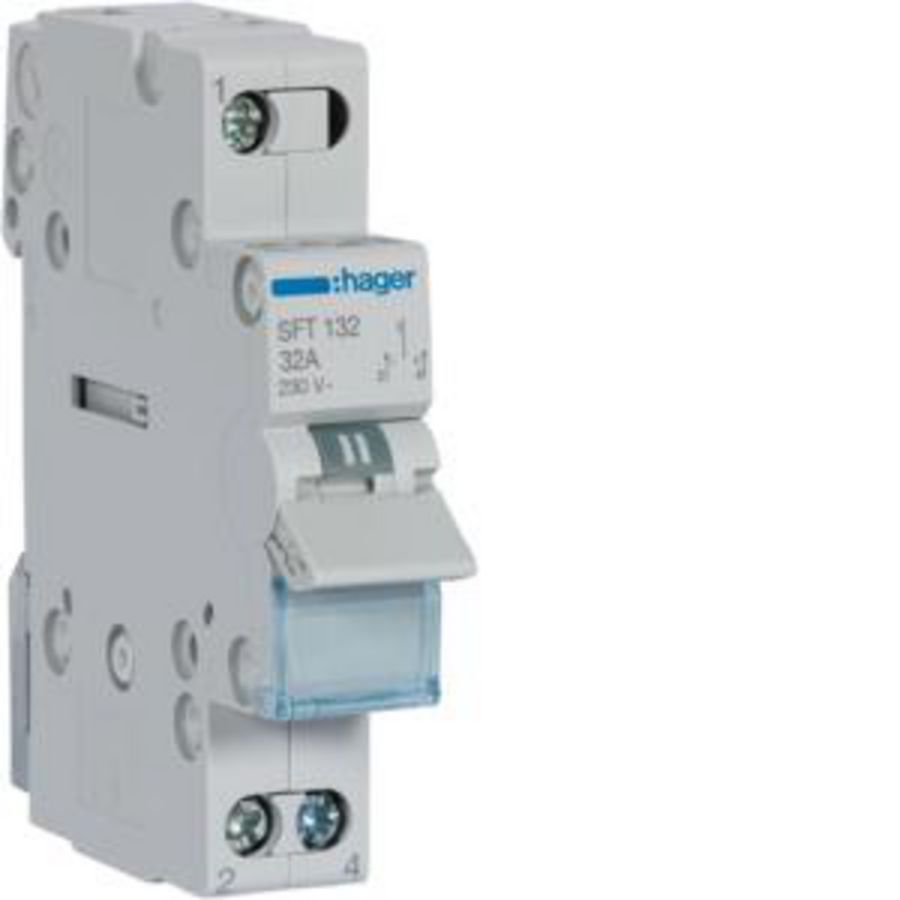 Modulaire omschakelaar 1P 32A NO.NC I-0-II boven