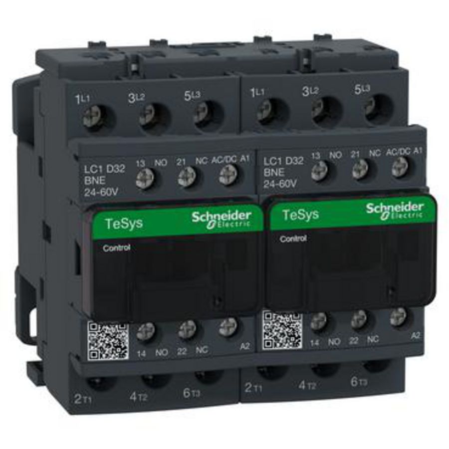 Omkeercontactor 3P 32A AC-3 <440V 24-60V AC/ Green