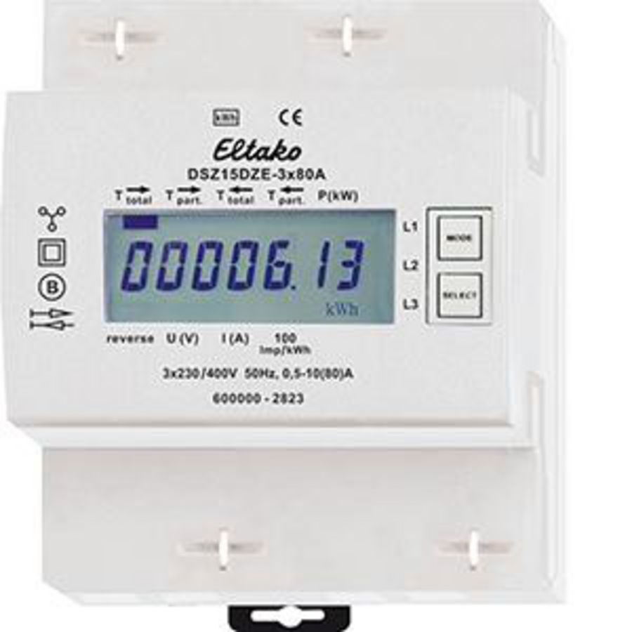 Bidirectionele 3-fase kWh . 3x80A, DSZ15DZE-3x80A S0