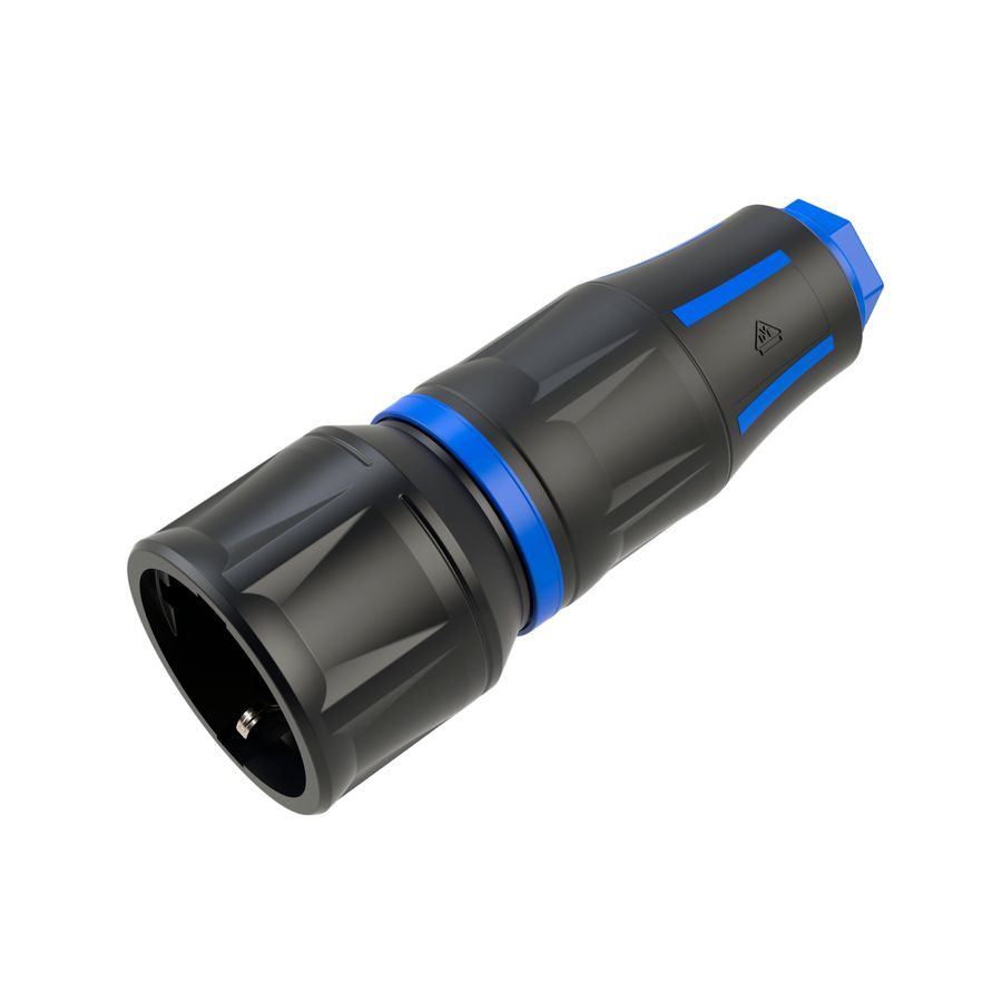 Contrastekker professioneel RA geaard rubber zwart/blauw