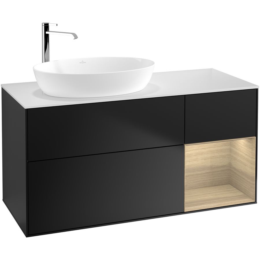 Wastafelonderkast Finion 1200x603x501mm Black Matt Lacquer F931PCPD