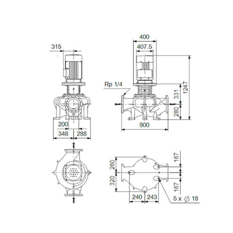 Inlinepomp droog TP 200-240/4-A-F-A-BQQE 30kW 400D 50Hz