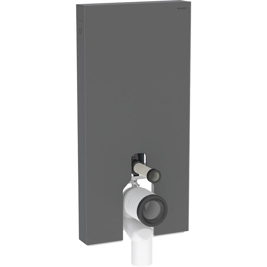 Reservoir MONOLITH 101cm tbv staand closet front: Zwart Glas,zijkanten Zwart Geb,Alu.