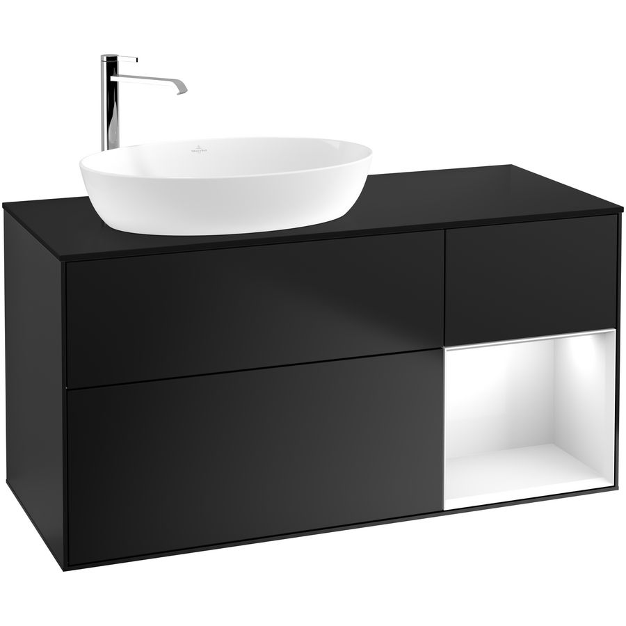 Wastafelonderkast Finion 1200x603x501mm Black Matt Lacquer F932GFPD