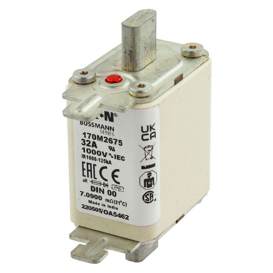 Zekering hoge snelheid 32A AC 1000V 125kA 00 aR IEC VVE=6