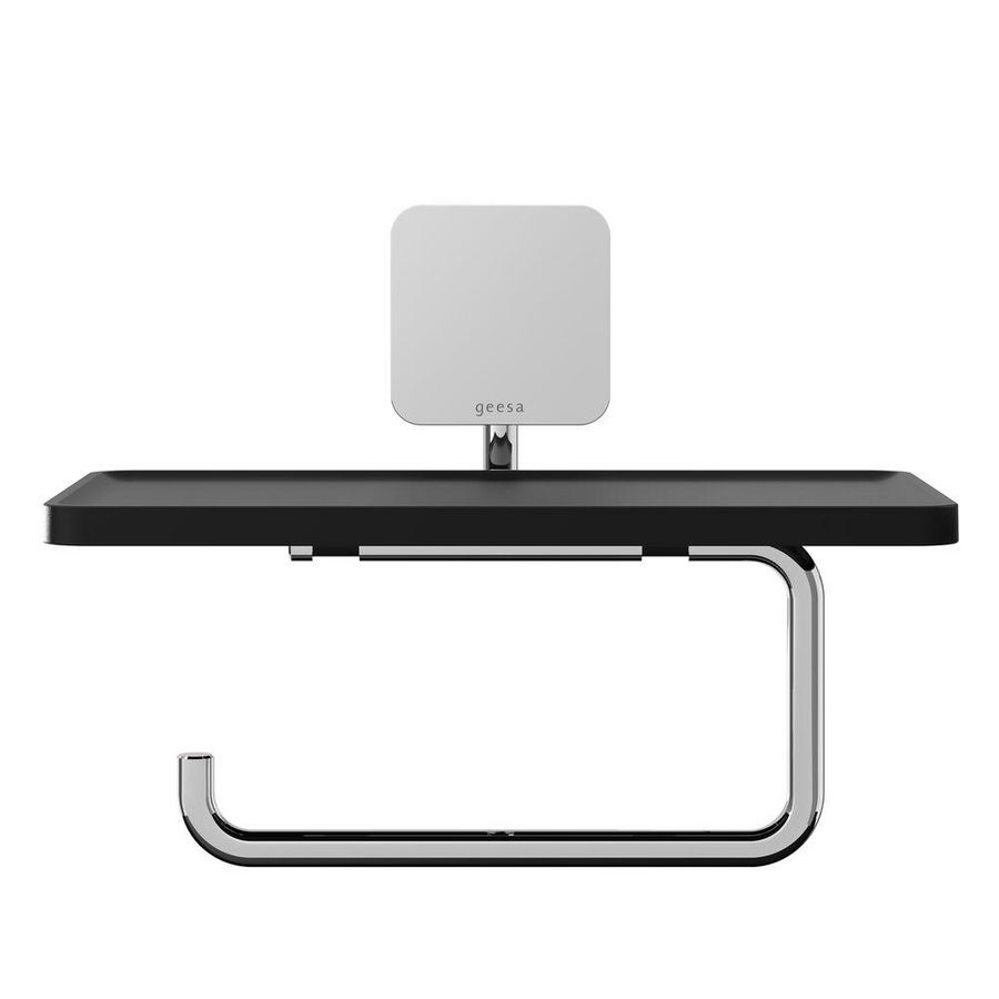 Closetrolhouder enkel met planchet zwart/chroom TOPAZ