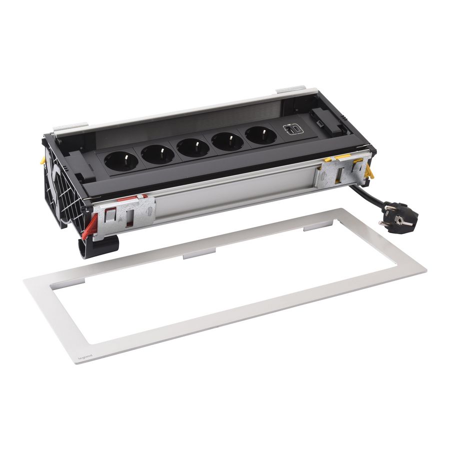 Bureau aansluitunit 12 mod. 5 contactdoos+1 USB Flip Up