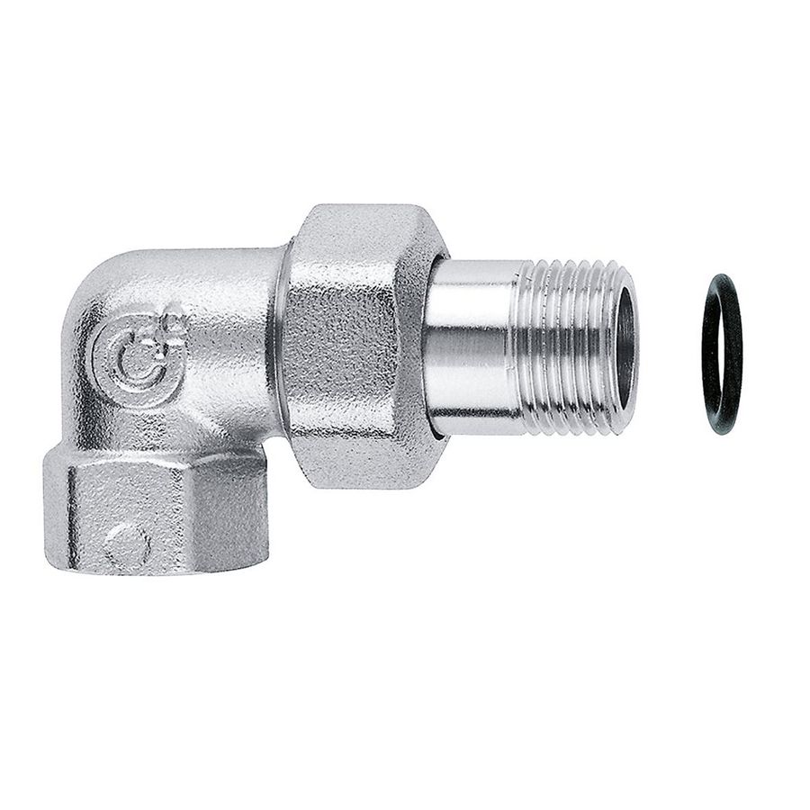 Driedelige koppeling gebogen 3/4"bn. x"bt. chroom